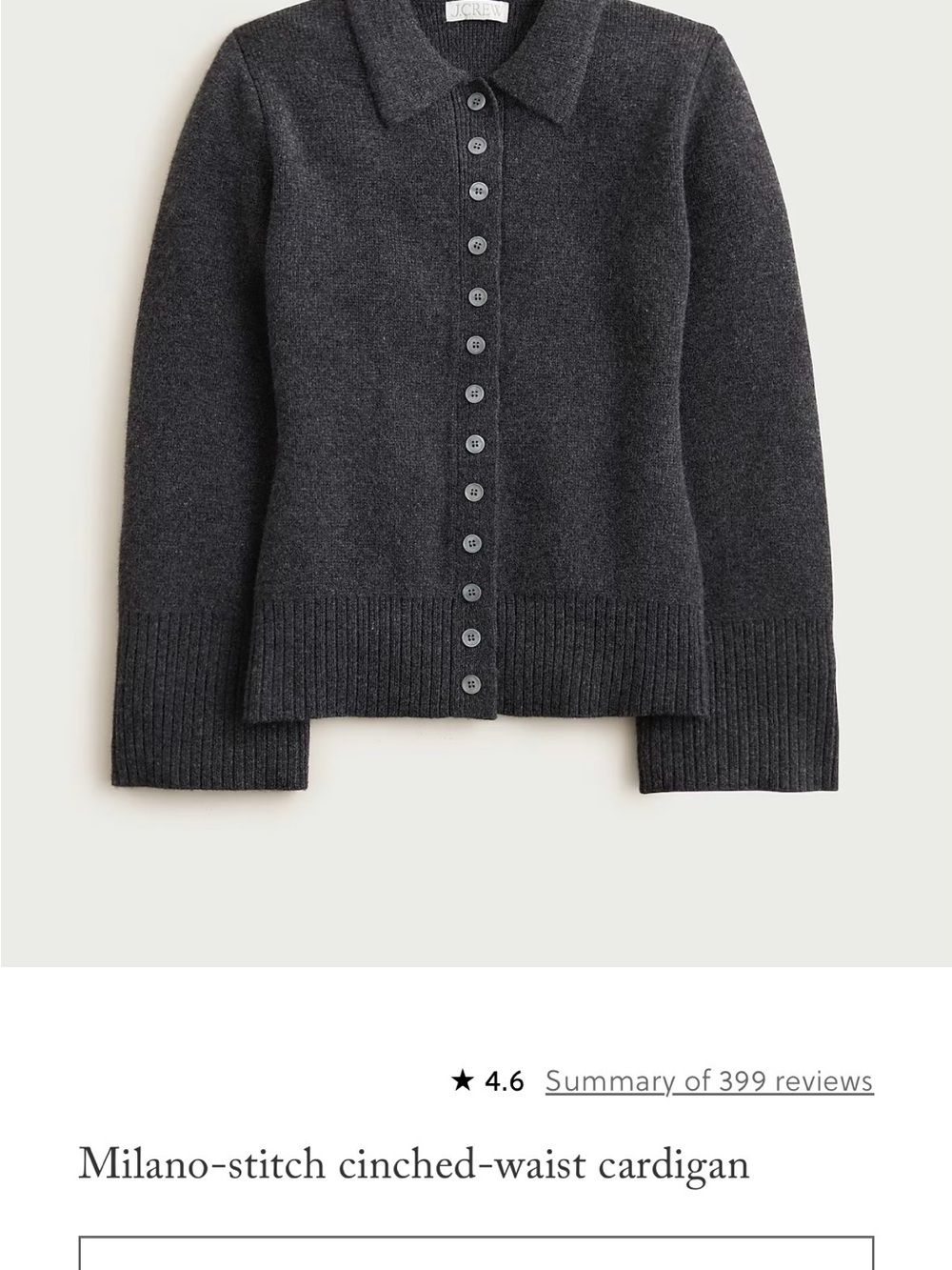 Jcrew NWT Milano-stitch cinched waist cardigan - size small
